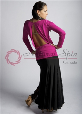 Style NS 10Ta39 Fuschia Open Back LS Top