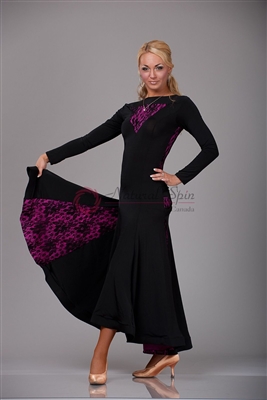 Style NS BD23 Black with Lace Ballroom Dress - Women's Dancewear | Blue Moon Ballroom Dance Supply