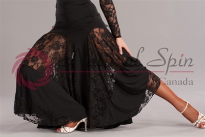 Style NS Black Lace Panel Ballroom Skirt - Women's Dancewear | Blue Moon Ballroom Dance Supply