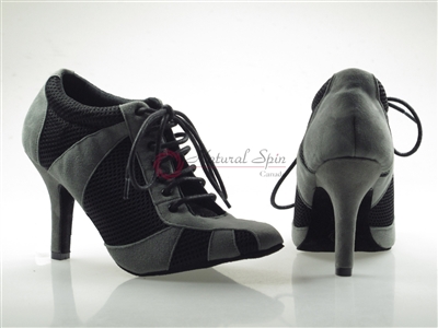 Style NS Tango Sneaker Grey Suede and Black Net | Blue Moon Ballroom Dance Supply