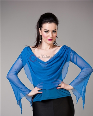 Style NS LTL04 Blue Sheer Drape LS Top