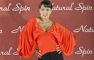 Style NS LTL16 Orange V Neck LS Top