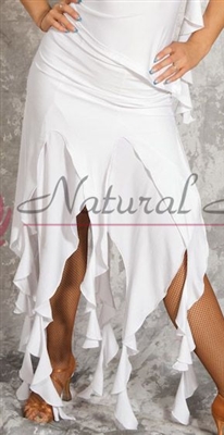 Style NS White Ribbons Ballroom Skirt - Women's Dancewear | Blue Moon Ballroom Dance Supply