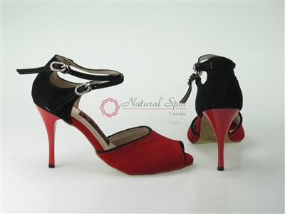 Style NS Seville Dark Red & Black Leather - Quality Dancewear | Blue Moon Ballroom Dance Supply