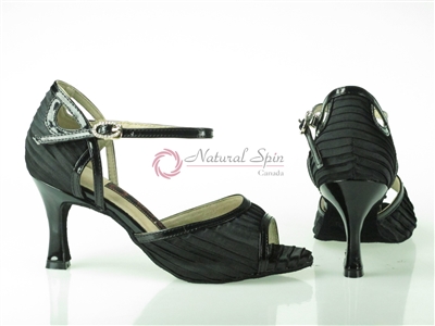 Style NS Vienna Black Fold Crepe & Black Patent - Quality Dancewear | Blue Moon Ballroom Dance Supply