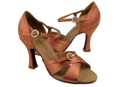 Style PP204 Tan Satin - Ladies Dance Shoes | Blue Moon Ballroom Dance Supply