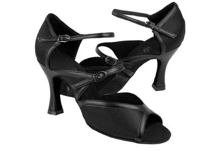 Style PP207 Black Satin & Black Trim - Ladies Dance Shoes | Blue Moon Ballroom Dance Supply