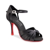 Rummos Aura Black Satin & Red Sole Pro Latin Shoe - Women's Dance Shoes | Blue Moon Ballroom Dance Supply