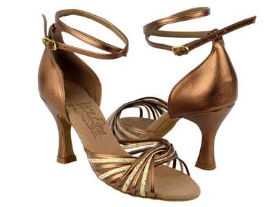 Style S1001 Gold Scale & Dark Tan Gold - Ladies Dance Shoes | Blue Moon Ballroom Dance Supply