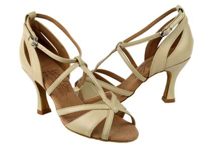 Style S1002 Beige Leather - Ladies Dance Shoes | Blue Moon Ballroom Dance Supply