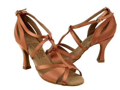 Style S1002 Tan Satin - Ladies Dance Shoes | Blue Moon Ballroom Dance Supply