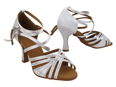 Style S1006CC Crystal White Satin - Women's Dance Shoes | Blue Moon Ballroom Dance Supply