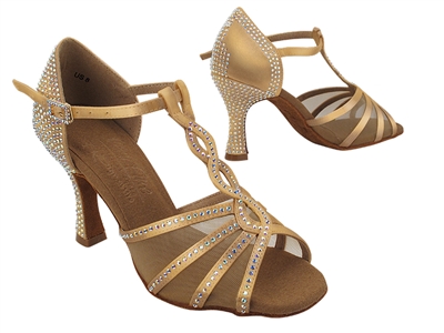 Style S1009CC Crystal Beige Satin - Women's Dance Shoes | Blue Moon Ballroom Dance Supply