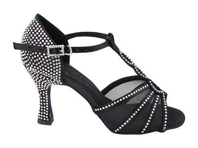 Style S1009CC Crystal Black Satin - Women's Dance Shoes | Blue Moon Ballroom Dance Supply