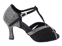 Style S1010CC Crystal Black Satin - Women's Dance Shoes | Blue Moon Ballroom Dance Supply