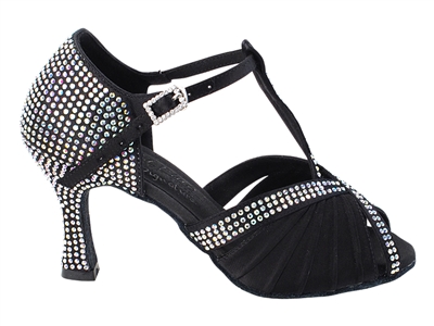 Style S1010CC Crystal Black Satin - Women's Dance Shoes | Blue Moon Ballroom Dance Supply