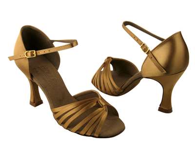 Style S2807 Tan Satin - Ladies Dance Shoes | Blue Moon Ballroom Dance Supply