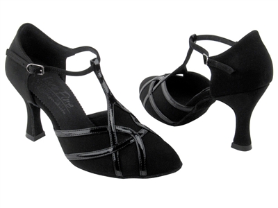 Style S3801 Black Nubuck & Black Patent Trim - Ladies Dance Shoes | Blue Moon Ballroom Dance Supply