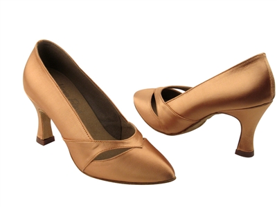 Style S9171 Tan Satin - Ladies Dance Shoes | Blue Moon Ballroom Dance Supply