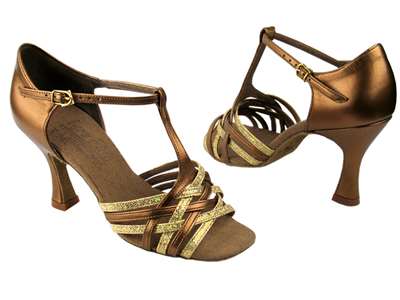 Style S92304 Gold Scale & Dark Tan Gold - Ladies Dance Shoes | Blue Moon Ballroom Dance Supply