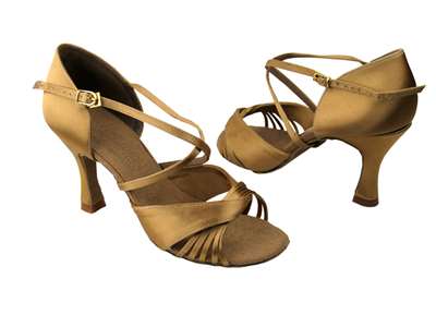 Style S92305 Tan Satin - Ladies Dance Shoes | Blue Moon Ballroom Dance Supply