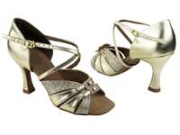 Style S92307 Gold Flower & Gold - Ladies Dance Shoes | Blue Moon Ballroom Dance Supply