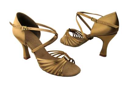 Style S92308 Tan Satin - Ladies Dance Shoes | Blue Moon Ballroom Dance Supply