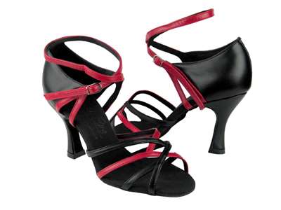 Style S9261 Black Leather & Red Leather - Ladies Dance Shoes | Blue Moon Ballroom Dance Supply