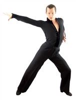 Style Victor Mens Black Latin Dance Shirt - Men's Dancewear | Blue Moon Ballroom Dance Supply