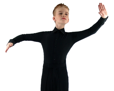 Style  SD Boys Ballroom Dance Shirt Black - Boy's  Dancewear | Blue Moon Ballroom Dance Supply