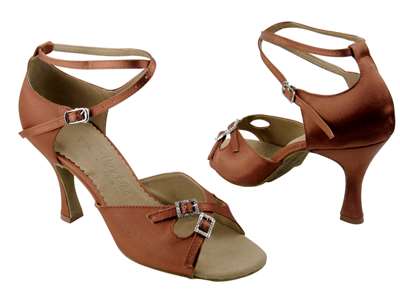 Style SERA1153 Dark Tan Satin - Ladies Dance Shoes | Blue Moon Ballroom Dance Supply