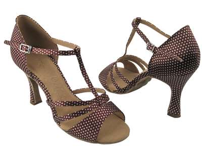 Style SERA1683 Coffee & White Dots - Ladies Dance Shoes | Blue Moon Ballroom Dance Supply