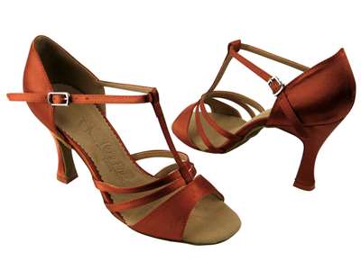 Style SERA1683 Dark Tan Satin - Ladies Dance Shoes | Blue Moon Ballroom Dance Supply