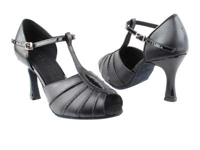 Style SERA2901 Black & Black Patent Trim - Ladies Dance Shoes | Blue Moon Ballroom Dance Supply