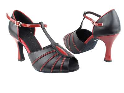 Style SERA2901 Black & Red Patent Trim - Ladies Dance Shoes | Blue Moon Ballroom Dance Supply