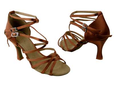 Style SERA5008 Dark Tan Satin - Ladies Dance Shoes | Blue Moon Ballroom Dance Supply