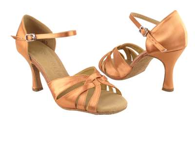 Style SERA6721 Tan Satin - Ladies Dance Shoes | Blue Moon Ballroom Dance Supply