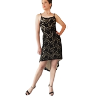 Style Godet V Back Stretch Lace Tango Dress - Women's Dancewear | Blue Moon Ballroom Dance Supply