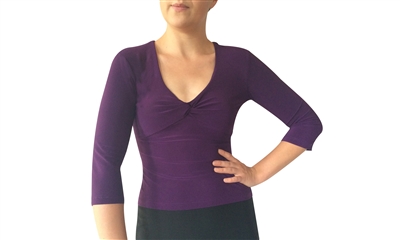 Style 3/4 Sleeve Matte Spandex Tango Top - Dancewear | Blue Moon Ballroom Dance Supply