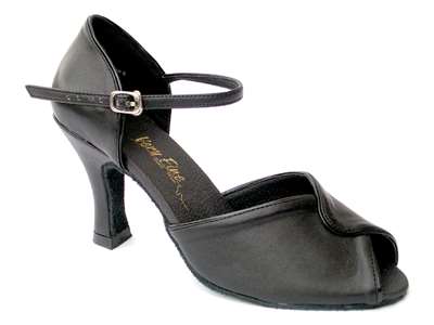 VF 6028 Black Leather & Black Trim - Women's Dance Shoes | Blue Moon Ballroom Dance Supply