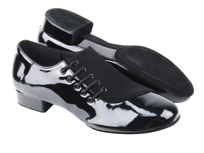 VF S2519 Black Nubuck & Black Patent - Men's Dance Shoes | Blue Moon Ballroom Dance Supply