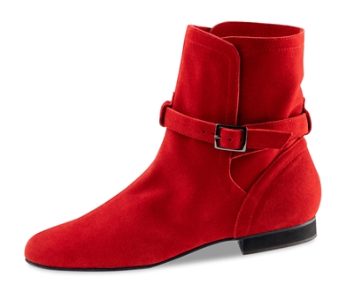 WK Harper Red Suede Dance Boot low Heel - Women's Dance Boots | Blue Moon Ballroom Dance Supply