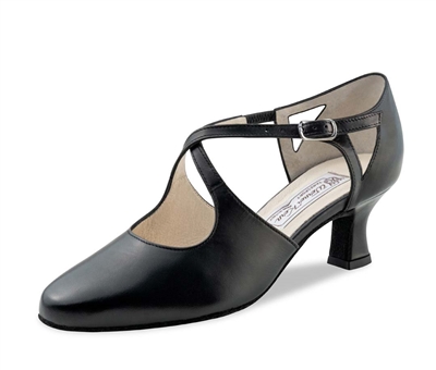 WK Ines Black Leather 2" Heel - Women's Dance Shoes | Blue Moon Ballroom Dance Supply