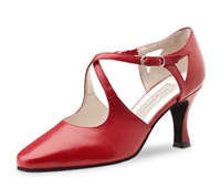 WK Ines Red Leather 2.5" Heel - Women's Dance Shoes | Blue Moon Ballroom Dance Supply