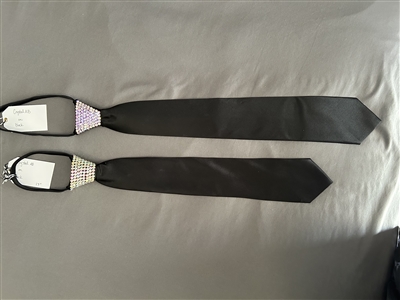 Black 17" Zipper Tie with Crystal Stone Knot