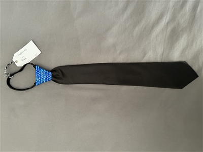 Black 17" Zipper Tie with Sapphire AB  Crystal Stone Knot