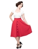 Button Thrills Vintage Circle Skirt in Red- Ladies Casualwear  | Blue Moon Ballroom Dance Supply