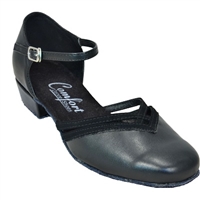 Style Comfort Two Tone Shag Black Leather & Black Nubuck Ladies Shoe| Blue Moon Ballroom Dance Supply