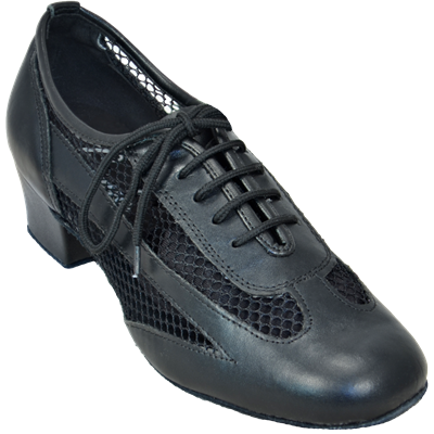 Style Comfort Classic Ladies Black Net & Leather Practice | Blue Moon Ballroom Dance Supply