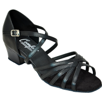 Comfort Strappy Ladies Dance Sandal  Black Leather Narrow - Womens Shoes | Blue Moon Ballroom Dance Supply